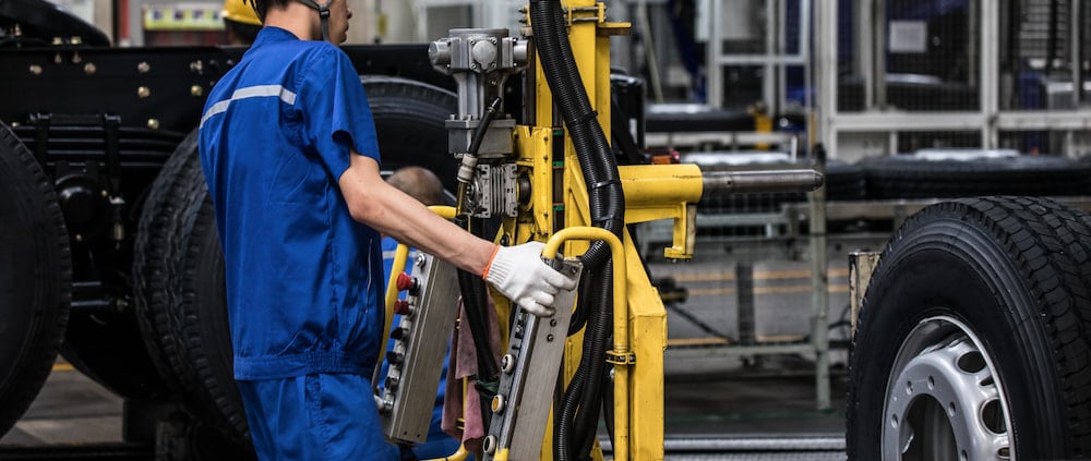 Person working on a truck